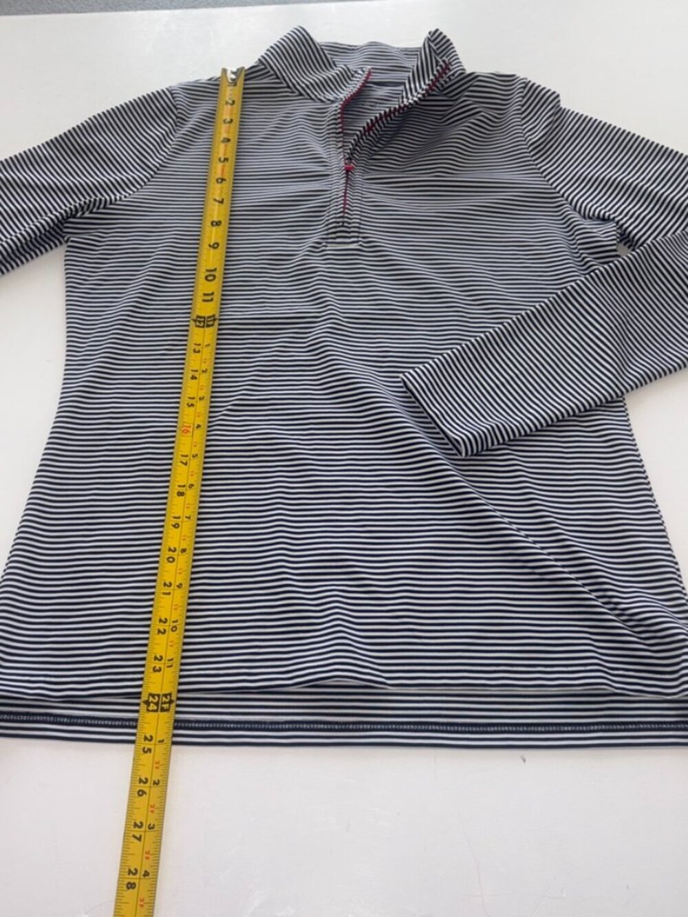 Women's Long-Sleeve Striped Quarter-Zip Performance Top - Black & White - Picture 8 of 11